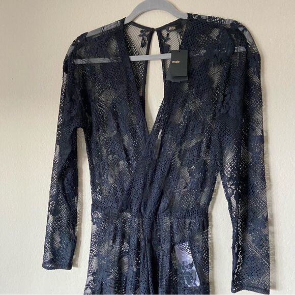 NWT Maje Riletta Maxi Black Dress Lace Sheer Floral Size S - Picture 8 of 14